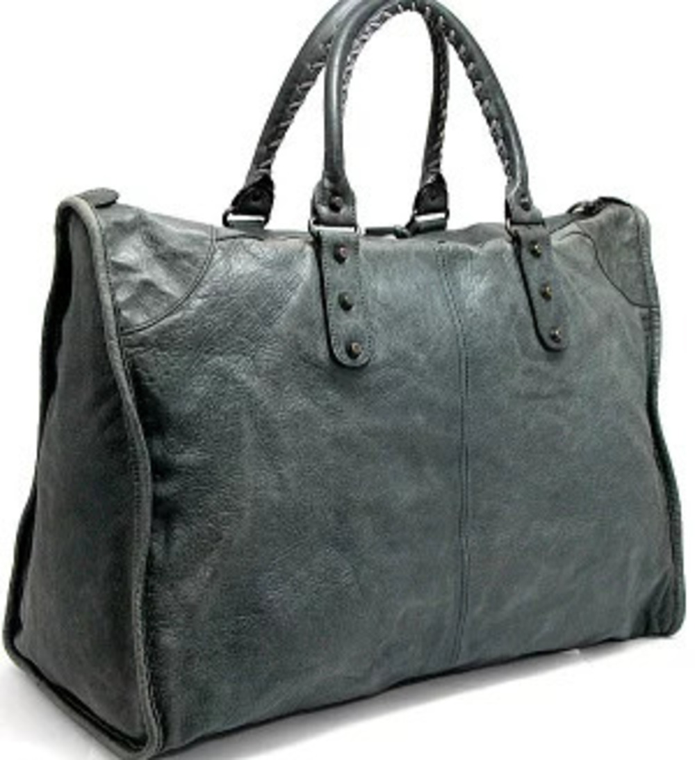Balenciaga Leather Weekender Dark The Handbag Green